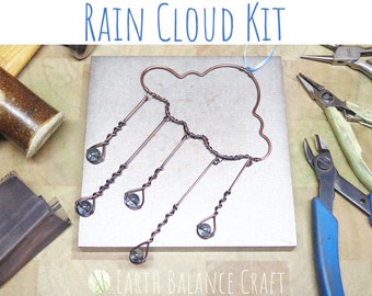 Cloud Suncatcher Kit WITH TOOLS, Wire Starter Kit, Metal Craft Project, Beaded Decorations, DIY Kits, Beginner Craft Kit, Rain Cloud Kits