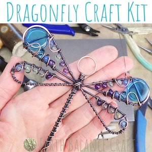 Dragonfly Kit WITH TOOLS, Suncatcher Kits, Make a Dragonfly, Hobby Craft Kit, Dragonflies Decor, Metalwork Kit, Bead Pattern, DIY Wall Decor