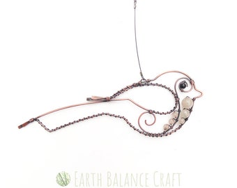 Long Tailed Tit, Bird Hanging Decoration, Copper Wire Birds, Garden Birds, Patio Decorations, Gardener Ornament, Cute Art, Wall Decor
