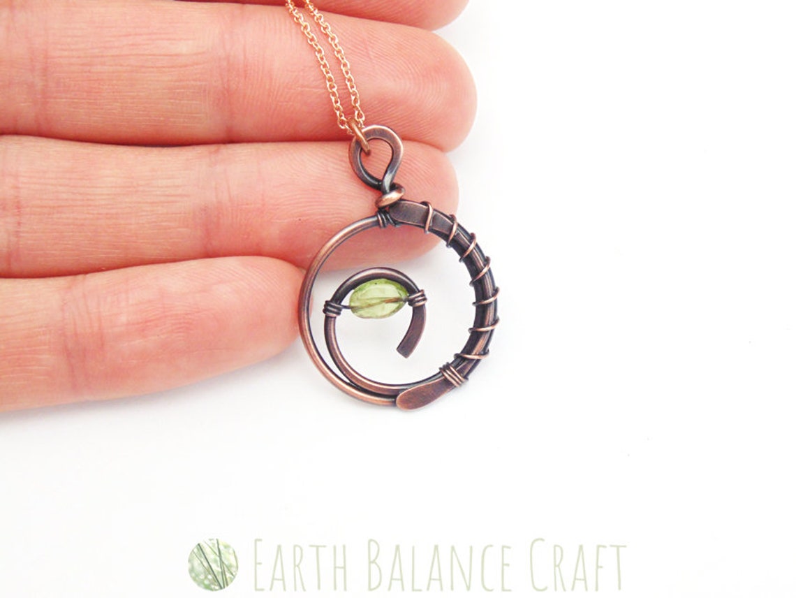 Peridot Pendant Gemstone Jewellery Spiral Necklace Lime - Etsy