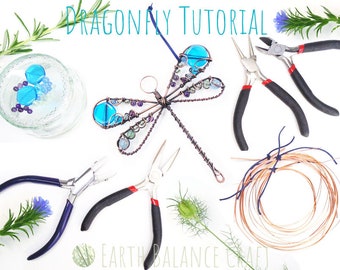 Dragonfly Tutorial, Copper Wire Tutorial, PDF Download, Beading Project, Dragonfly Suncatcher Tutorial, Beginner Lesson, Wirewrap Tutorials