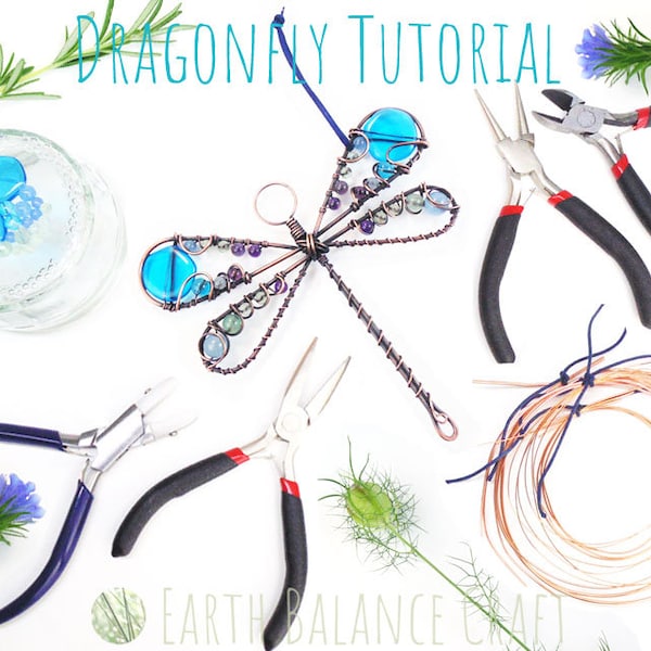 Dragonfly Tutorial, Copper Wire Tutorial, PDF Download, Beading Project, Dragonfly Suncatcher Tutorial, Beginner Lesson, Wirewrap Tutorials