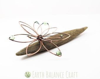 Copper Succulent Decor: Isle of Wight Driftwood & Czech Glass Beads