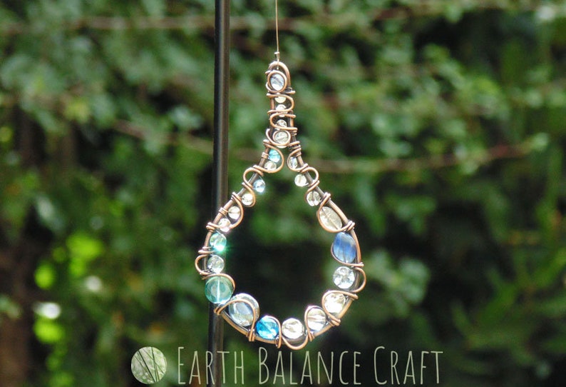 Raindrop Suncatcher Crystal Gift Copper Wire Work Weather Etsy