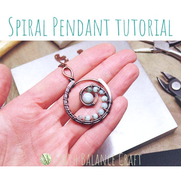 Wire Jewelry Tutorial, Beginner Project, Make a Pendant, Copper Wire Tutorials, Downloadable PDF,  DIY Jewellery Project, Gemstone Jewelry