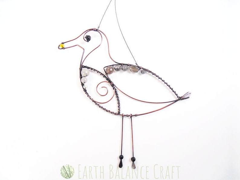 Seagull Hanging Decoration, Beach House Decor, Metal Bird Art, Seaside Lovers, Bird Ornament, Coastal Decoration, Copper Wire Bird image 1