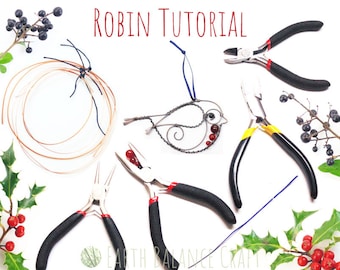 Rotkehlchen Dekoration aus Kupferdraht, Vogel aus Kupferdraht, DIY Craft (PDF Download)