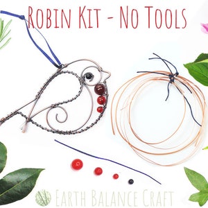 Red Robin Craft Kit No Tools, Make a Wire Bird, Easy Craft Kit, Learn to Make, Robin Red Breast Decor, DIY Wire Wrapped, Kits for Adults