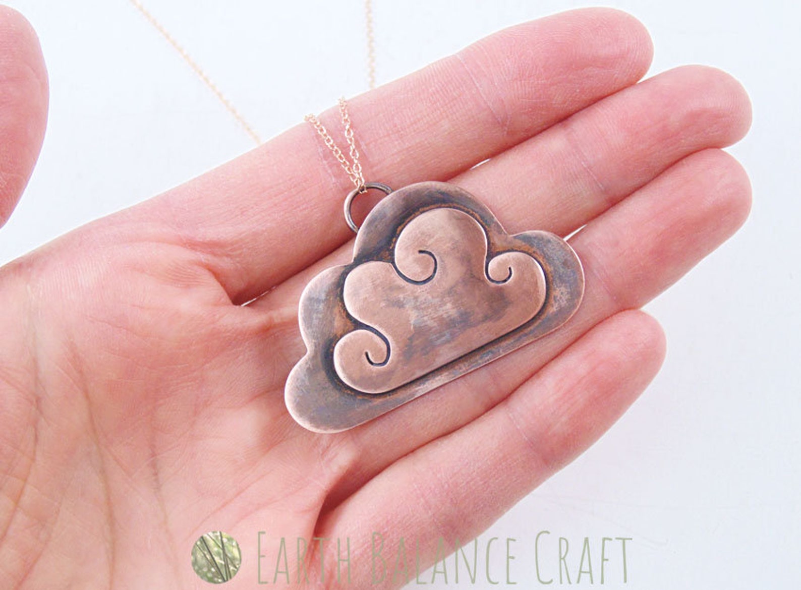 Cloud Pendant Metalwork Jewelry Weather Necklace Copper Etsy
