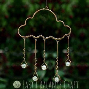 Wire Cloud Suncatcher, Rain Drop Decoration, Cloud Art, Kinetic Ornament, Nursery Gift, Meteorologist Gift, Metal Wire Work, Wire Rain Cloud image 4