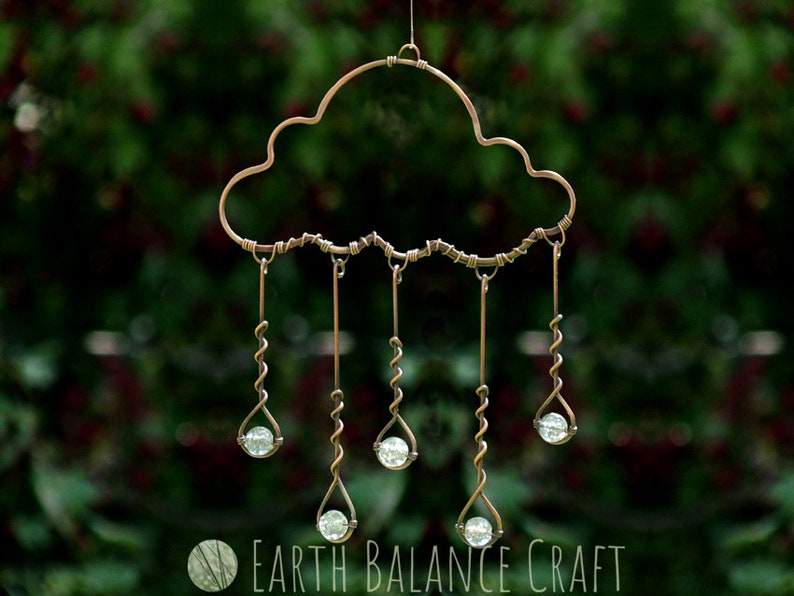 Wire Cloud Suncatcher Rain Drop Decoration Cloud Art Etsy