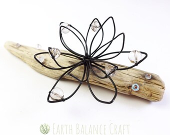Dewdrop Faux Succulent: Copper Wire, Rock Quartz, Isle of Wight Driftwood