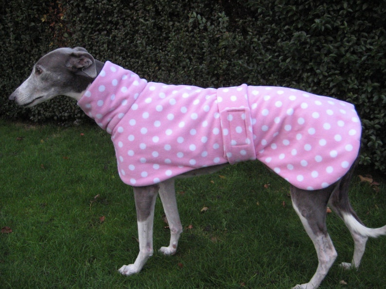 Greyhound Coat Fleece Babypink with Spots