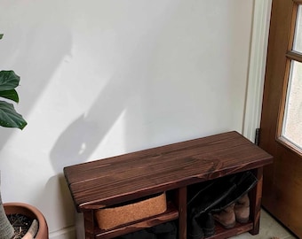 Rustic Entryway Shoe & Boot Rack Bench | Handmade Wooden Shoe Storage