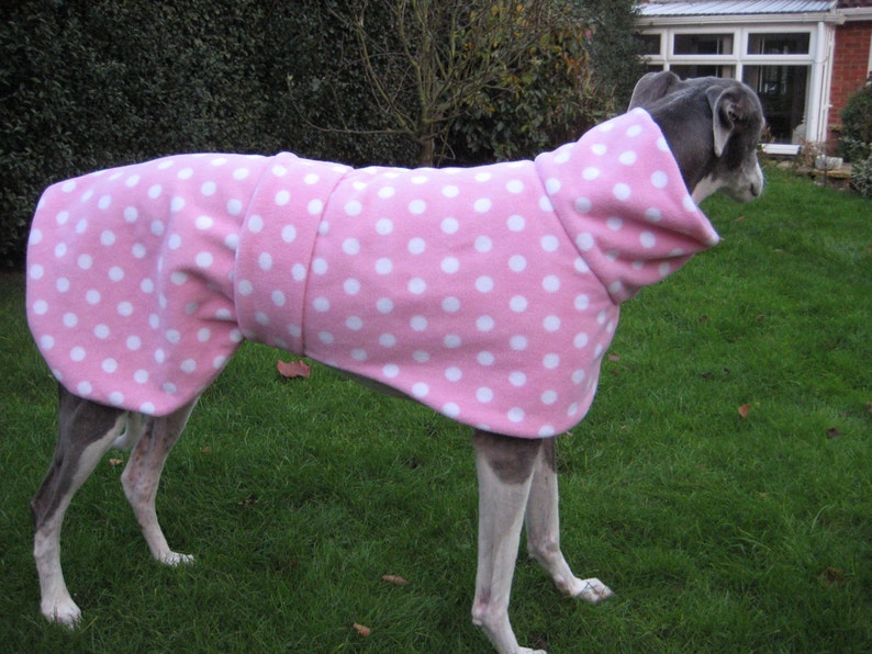 Greyhound Coat Fleece Babypink with Spots