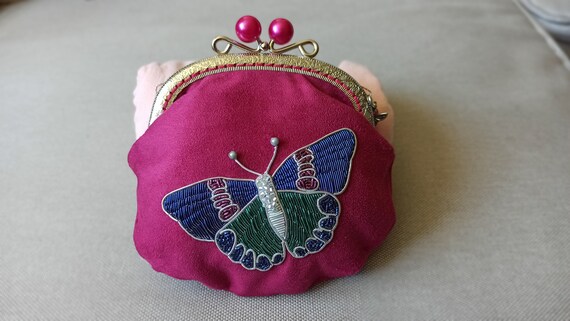 Grand porte-monnaie avec fermoir rétro Papillon en broderie | Etsy