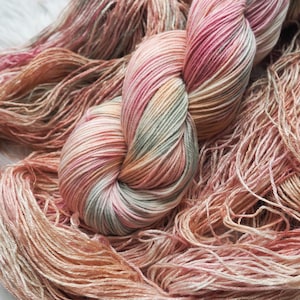 Pistachio Rose - Hand Dyed Cotton Yarn - Dyed to Order, 100g skeins -  available as Tencel, Vegan Sock, Bamboo Linen, Pima & Organic Cotton