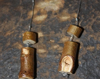 Cottonwood Twig Earrings: Natural Wood Branch