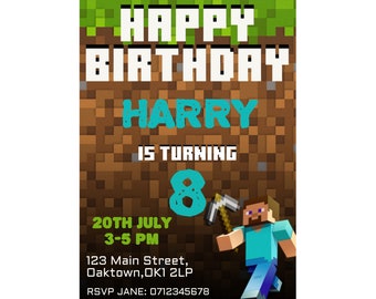Minecraft Invitation Etsy France
