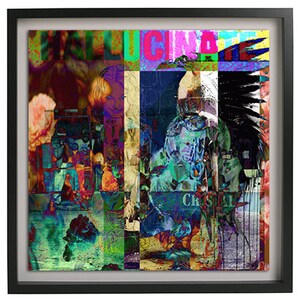 Abstrakt digitalt collage väggkonsttryck hallucinera DMT gicléea-affisch konstgåvor fri frakt graffiti gatukonst blandteknik collage