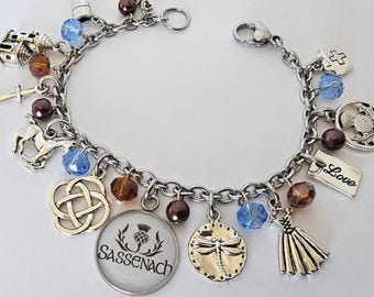 Scottish Celtic Charm Bracelet: Sassenach Stainless Steel Jewelry