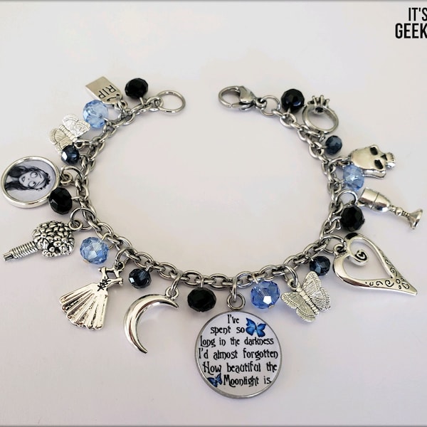 Corpse The Bride, Corpse and Bride Inspired Jewelry, Corpse, Bride bracelet, Corpse the Bride butterfly charm bracelet