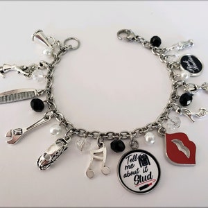 Grease, Grease musical theme bracelet, Tell me about it Stud, Pink Ladies, Rydell High, Grease Musical, Grease Gift, Charm Bracelet