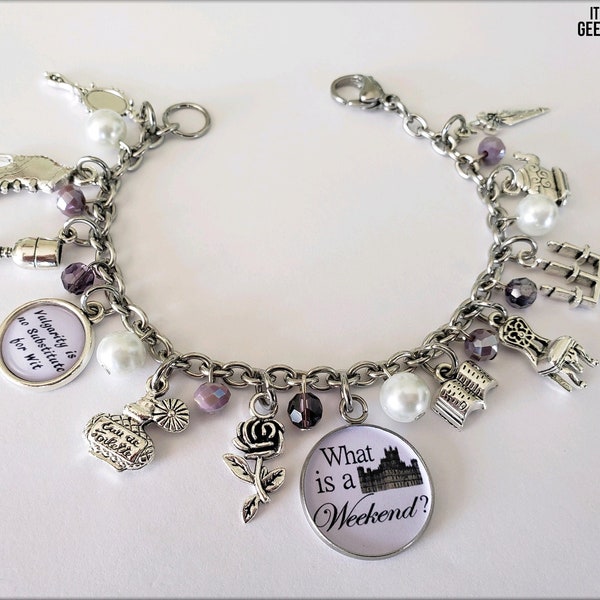 Downton Abbey Castle Mansion, Abbey Jewelry,  Downton Mansion theme Bracelet, Period Drama Vintage bracelet, Downton Violet  Gift