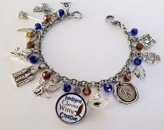 Raven House Crest, Raven Wizard Traits Bracelet, Wizard Magic School, Raven crest Jewelry, Wizard Book, Wizard Gift