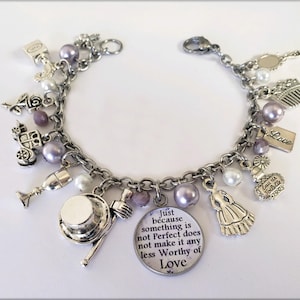 Bridgerton Inspired Charm Bracelet: Stainless Steel, Daphne Quote