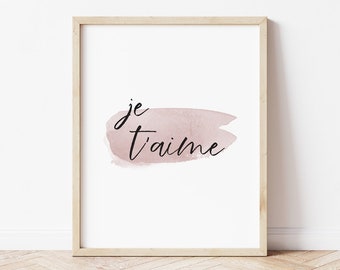 Je T'aime Heart Print Digital Download valentine's - Etsy