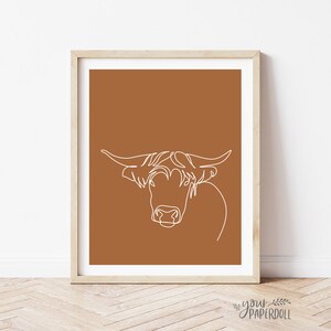 Simple Minimalist Monoline, Outline, Line Art Bull, Cow, Buffalo