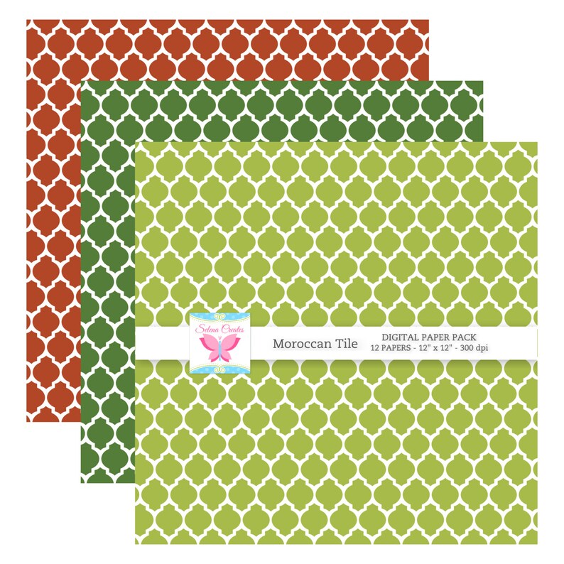 Moroccan Tile Digital Paper Set Warm Fall Colors Digital - Etsy