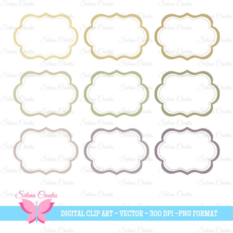 Bracket Frame Tag Clipart Neutral Colors Outlined Digital - Etsy