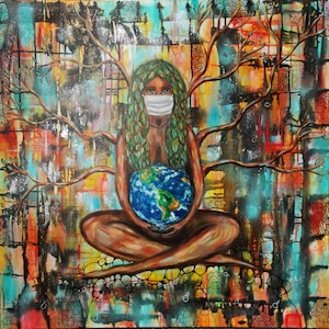 Poster, art print, Mother Nature,mother earth, Gaia, home decor, oil painting, modern art, surrealism, fantasy art,