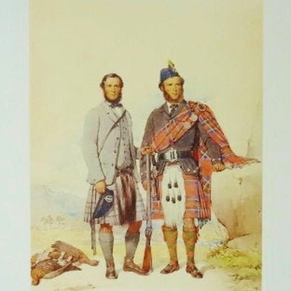 STEWART & DUNCAN HIGHLANDERS -  Reproduction of a Victorian Watercolor by MacLeay - 11 3/4 in. (29.8 cm) x 16 1/2 in. (42 cm)