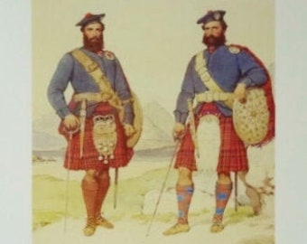 MACSWYDE & MACAULAY HIGHLANDERS -  Reproduction of a Victorian Watercolor by Macleay - 11 3/4 in. (29.8 cm) x 16 1/2 in. (42 cm)