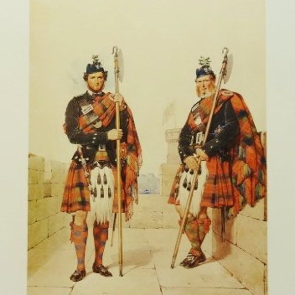 LAMONT & MacHARDY HIGHLANDERS - Reproducción de una acuarela victoriana de MacLeay - 11 3/4 pulg. (29,8 cm) x 16 1/2 pulg. (42 cm)