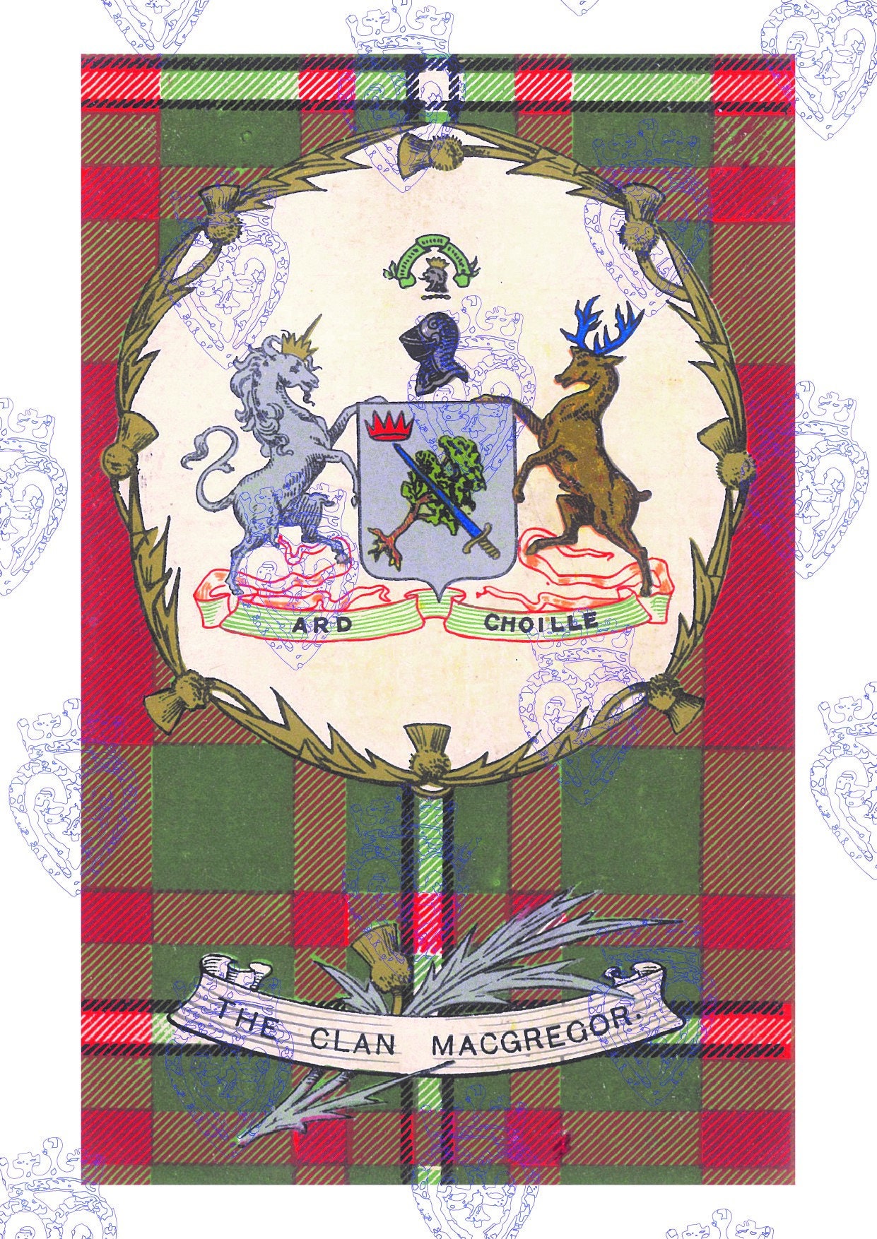 MacGregor Modern Tartan Crest Blanket Wave Style