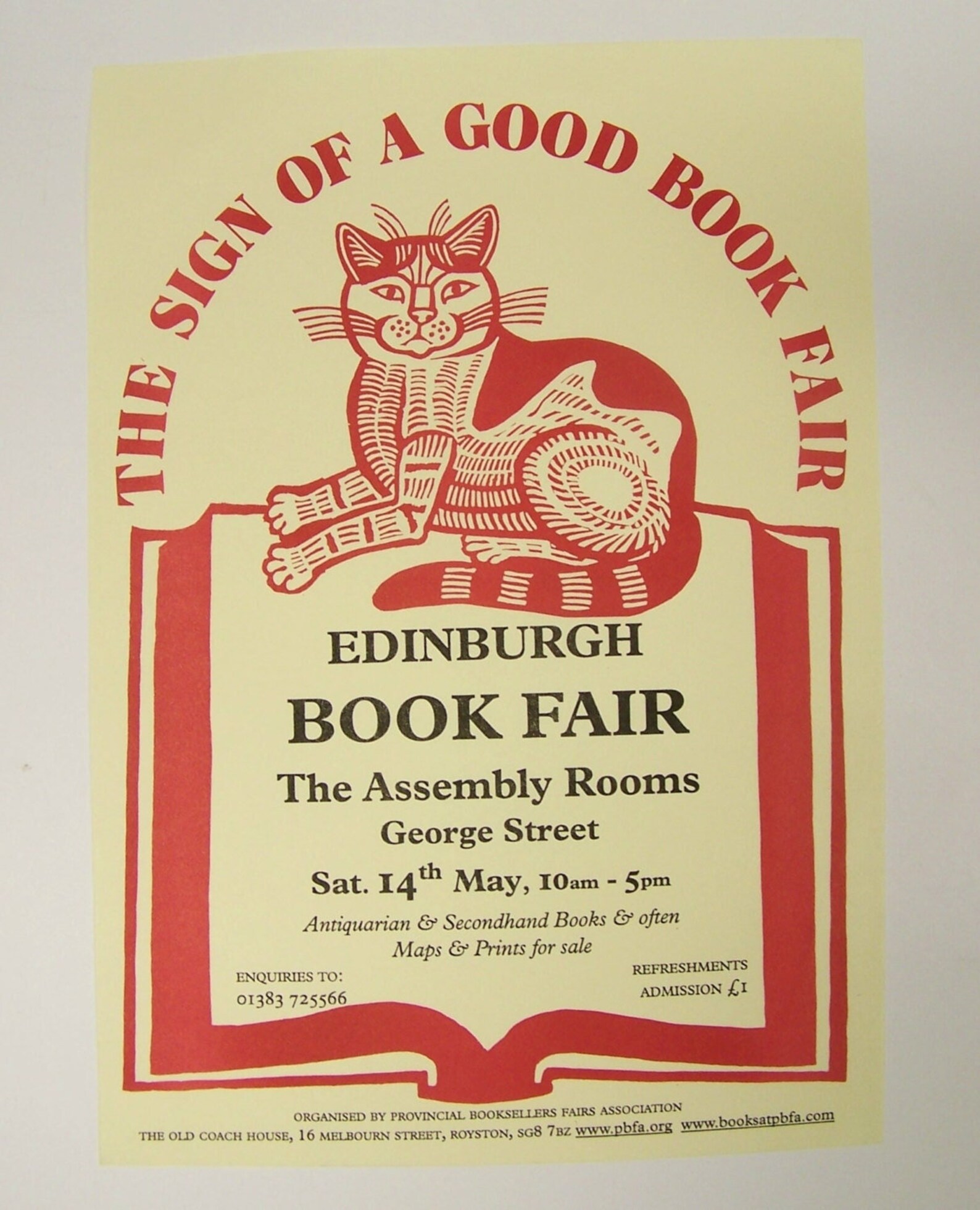 EDINBURGH BOOK FAIR Poster Small Attractive Poster With Cat Etsy