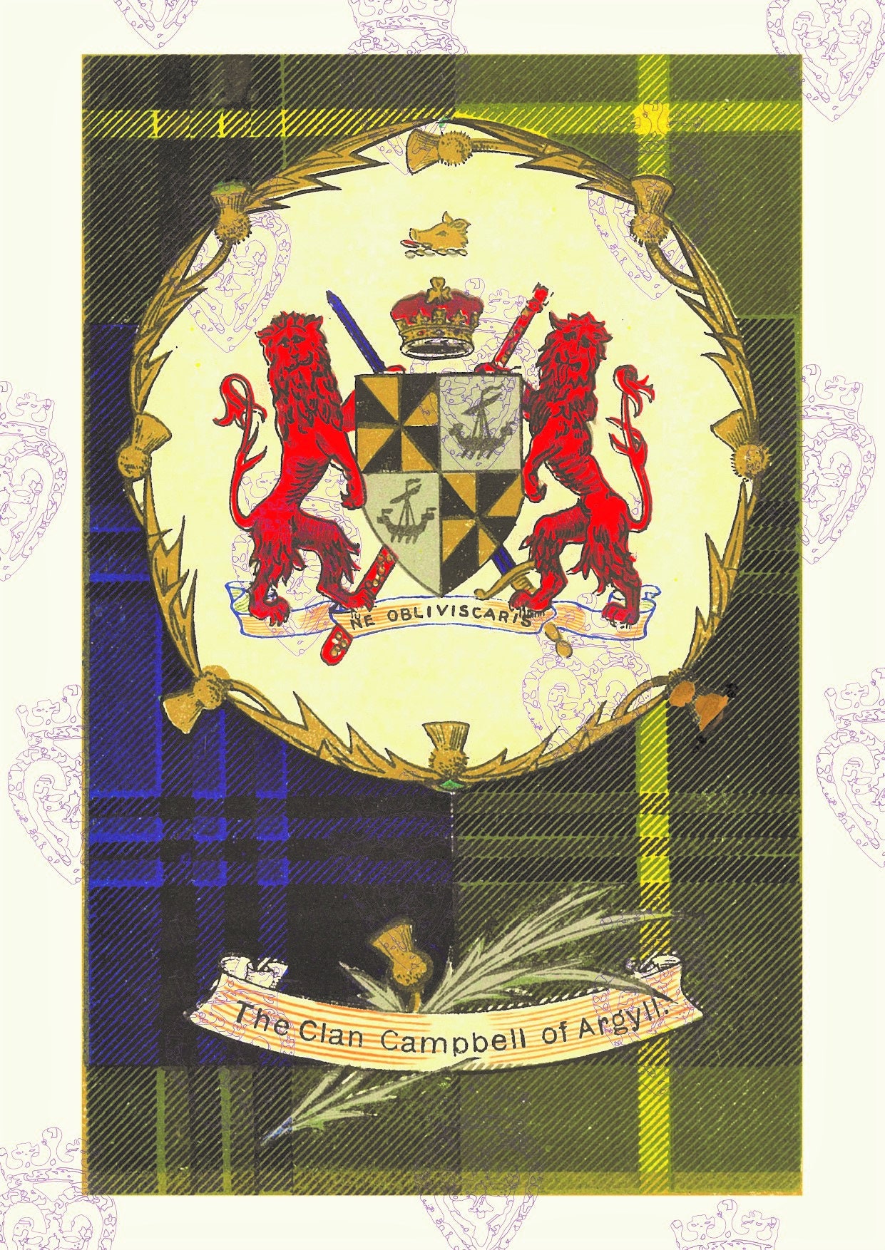 Campbell Argyll Weathered Tartan Crest T-shirt main image 1