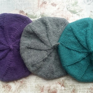 Beret Knitting Pattern - Knitted Hat Pattern - Beret - Tam Pattern - Easy Hat Pattern - Double Knit Hat Pattern - Simple Knitting Pattern