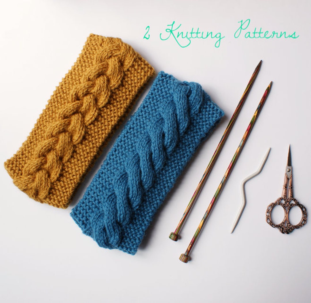 Ear Warmers Knitting Pattern 2 Patterns Twisted and Plaited Cable Ear
