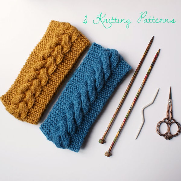 Ear Warmers - Knitting Pattern - 2 Patterns Twisted and Plaited - Cable Ear Warmer Pattern - Ear Warmer  - Cable Knitting Pattern - Knitting