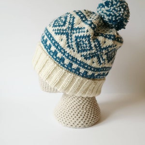 Bobble Hat Knitting Pattern - Hat Pattern - Norwegian style hat pattern - Easy Hat Pattern - Simple Knitting Pattern - Nordic Knitting