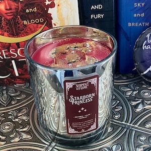 Starborn Princess, Nutmeg Lilac Vanilla Candle, Officially Licensed Sarah J Maas Crescent City Bryce House of Earth and Blood Bookish Quotes