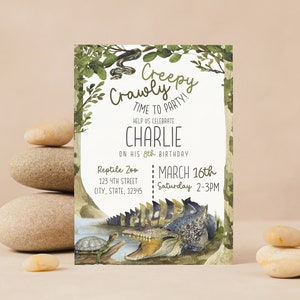 Reptile Birthday Invitation Boy Reptile Themed Party Decor Alligator Birthday Invitation Crocodile Party Invitation Digital Invite Printable
