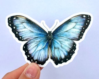 Blue Morpho Butterfly Sticker Vinyl Butterfly Laptop Sticker Butterfly Car Decal Large Butterfly Water Bottle Sticker Butterfly Gift Sticker