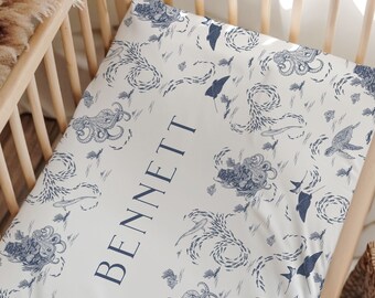 Ocean Nursery Crib Sheet Personalized Baby Bedding Under the Sea