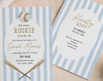 Baseball Baby Shower Invitation Editable Template Rookie on the Way Shower Invite Baby Boy Shower Idea Theme Summer Baseball Invite Baby Boy